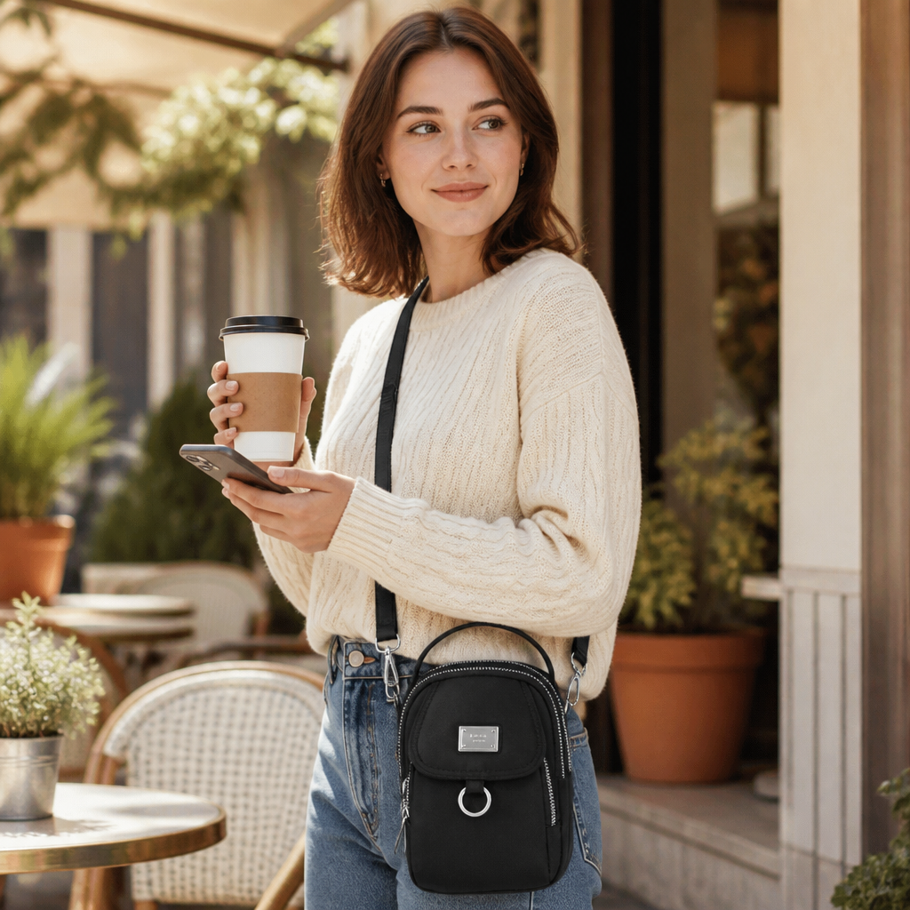 VeloTrek™ – Compact Triple-Zip Crossbody Bag with Weatherproof Oxford