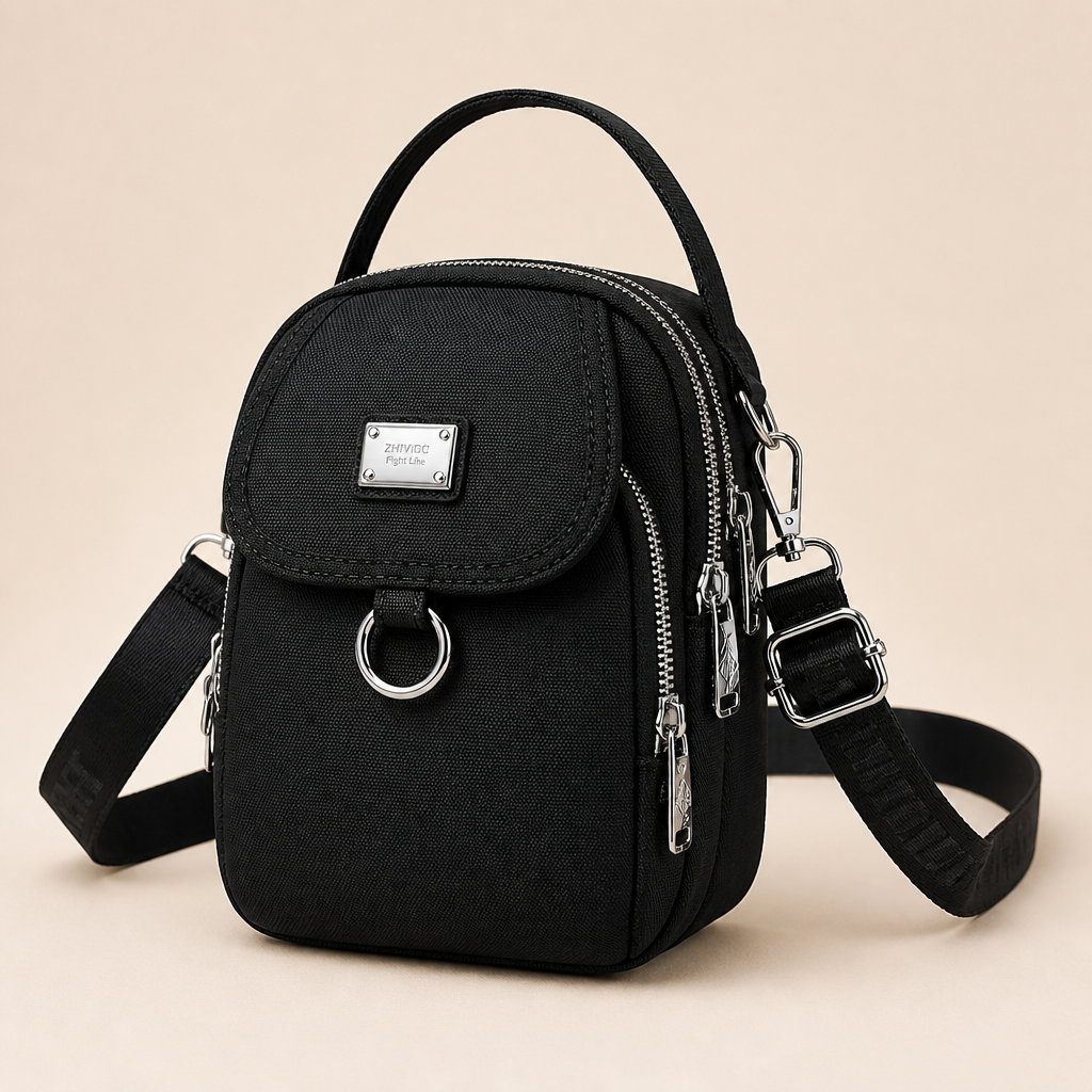 VeloTrek™ – Compact Triple-Zip Crossbody Bag with Weatherproof Oxford