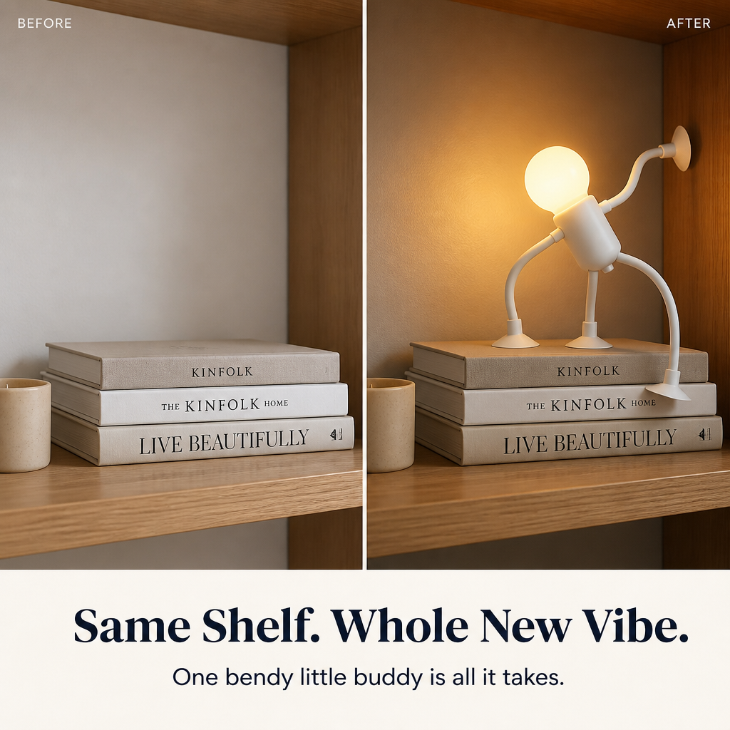 LumaEase™ — Pose a Warm-Glow Lamp Buddy Onto Any Shelf, Desk or Bedside