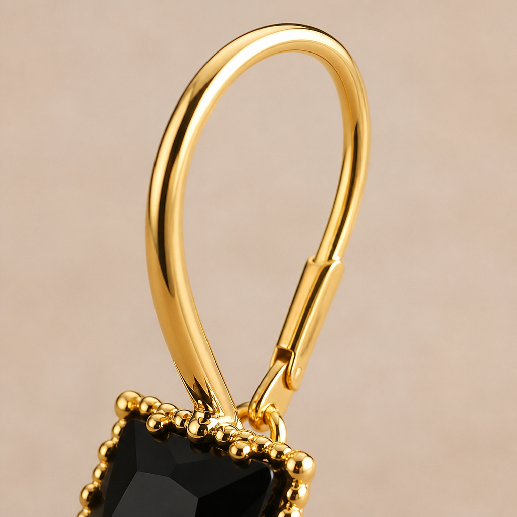 LumoLuxe™ – Vintage Square-Cut Black Crystal Drop Earrings