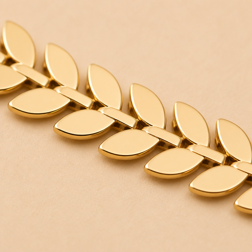 RadianceAura™ – Gold-Plated Layered Bracelet Set with Pearl & Laurel Detail