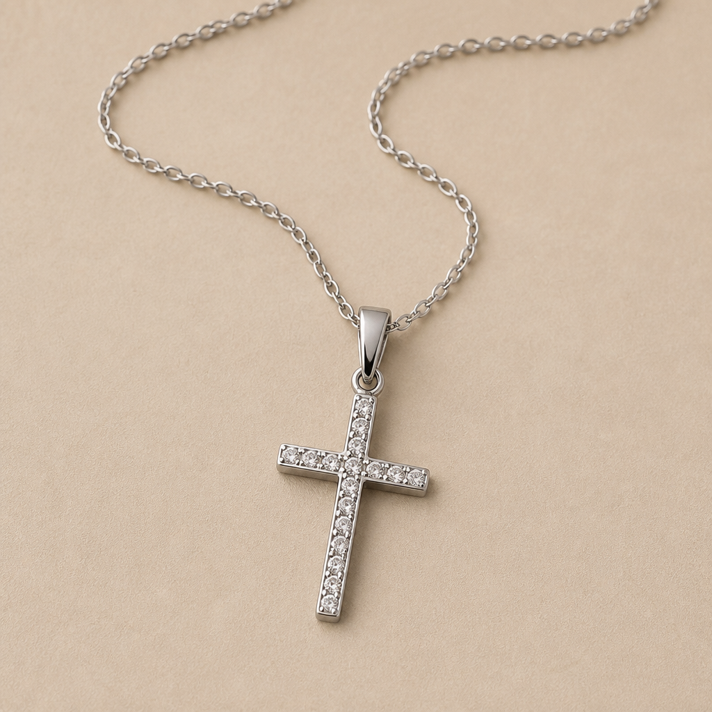 LustreRise™ – Sparkling Pavé Zircon Cross Pendant Necklace