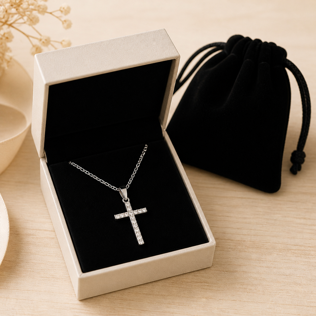 LustreRise™ – Sparkling Pavé Zircon Cross Pendant Necklace