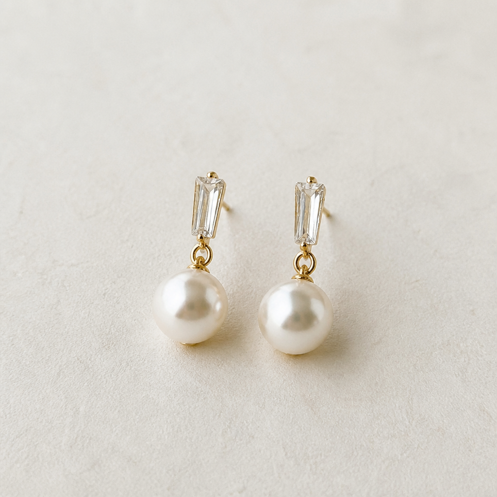 LumaFleur™ – Elegant Pearl Drop Earrings with Crystal Accent