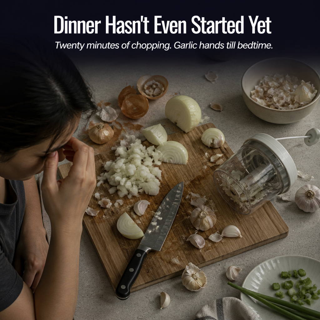 SliceSavvy™ — Mince Garlic, Slice Chili & Grind Meat in Seconds, Cordless