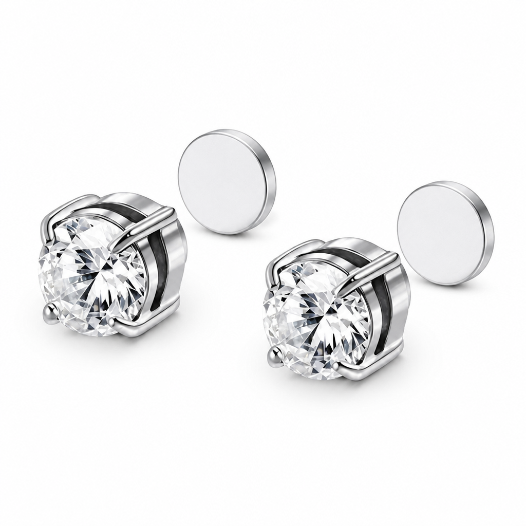SerenPulse™ – Round-Cut Magnetic Clip-On Stud Earrings, No Piercing Needed