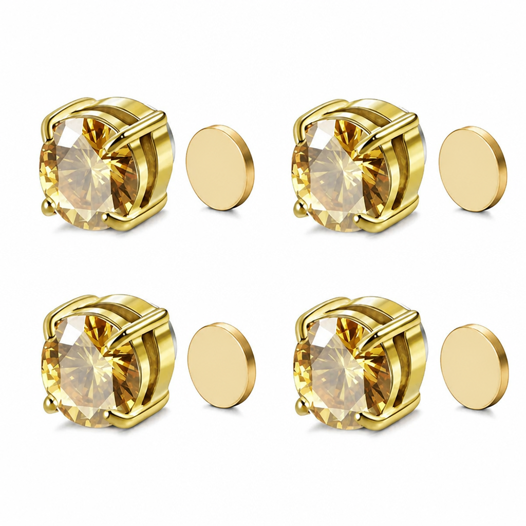 SerenPulse™ – Round-Cut Magnetic Clip-On Stud Earrings, No Piercing Needed