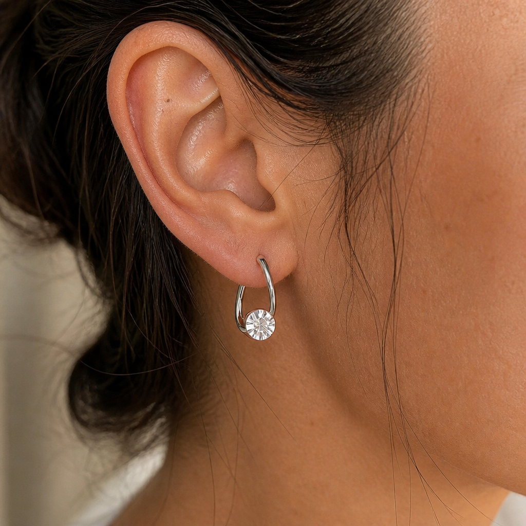 RadianceAura™ – Floating Zircon Open Hoop Earrings