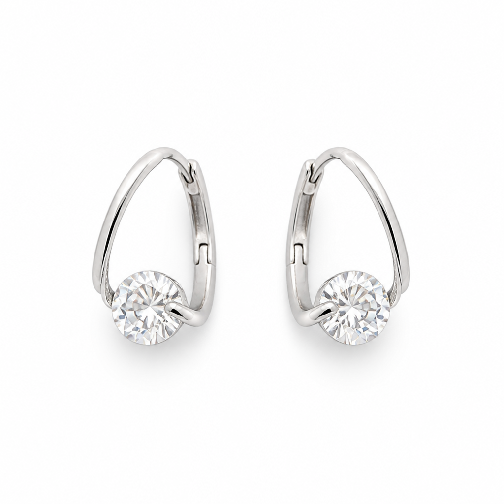 RadianceAura™ – Floating Zircon Open Hoop Earrings