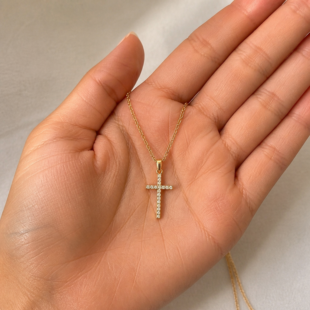 LumaGrace™ – Delicate Cubic Zirconia Cross Pendant Necklace