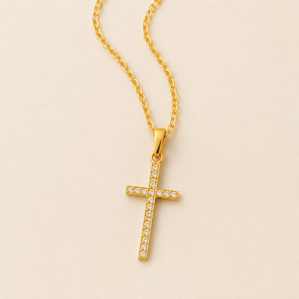 LumaGrace™ – Delicate Cubic Zirconia Cross Pendant Necklace