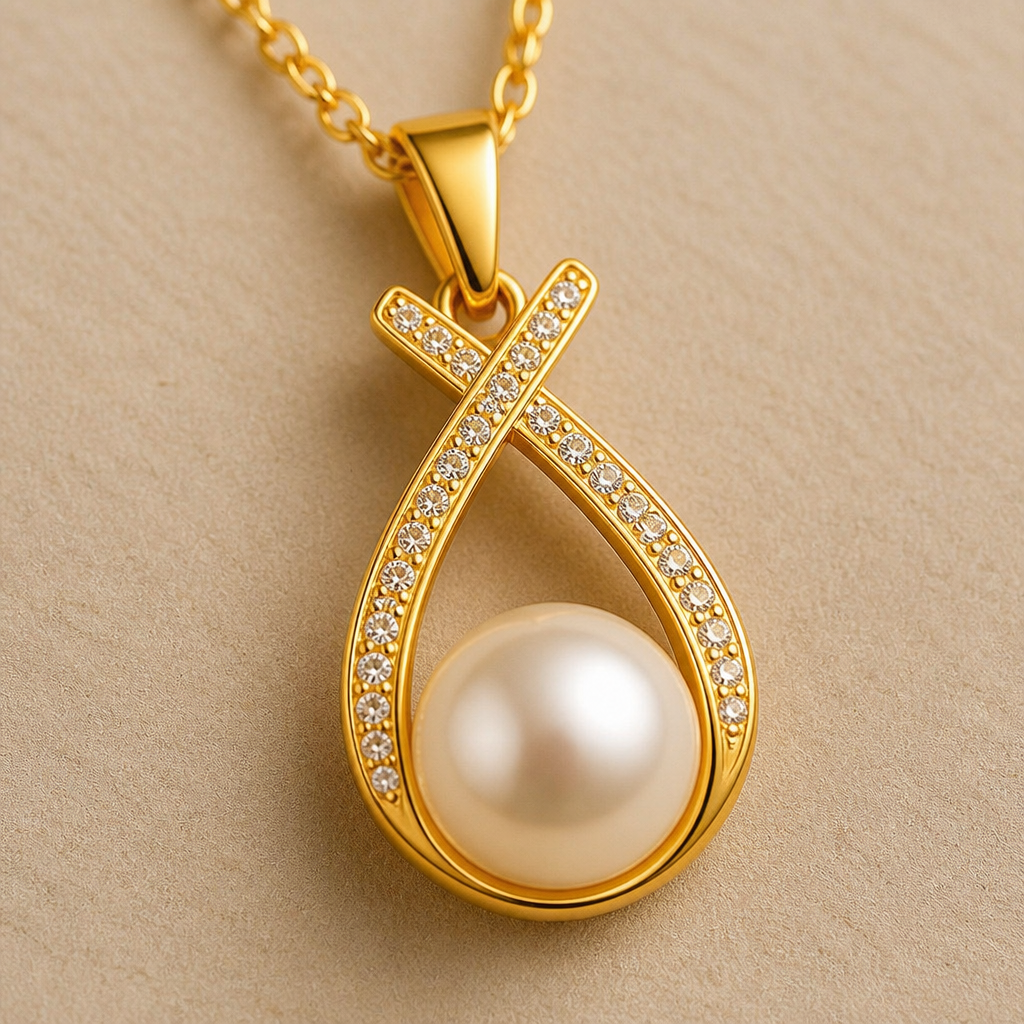 LumaRae™ – Twisted Pavé Pearl Pendant & Earring Set