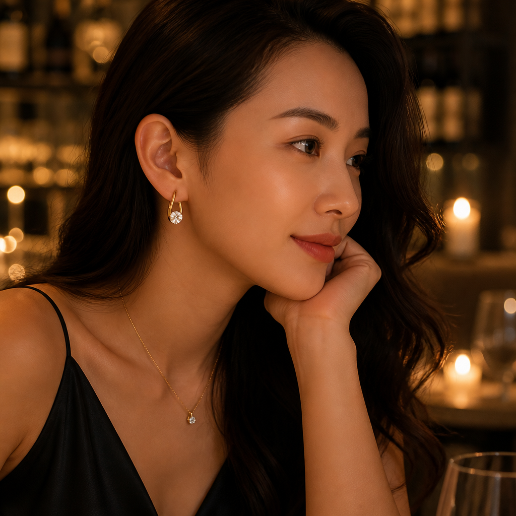 LuxeLume™ – Delicate Teardrop Hoop Earrings with Zirconia Stone
