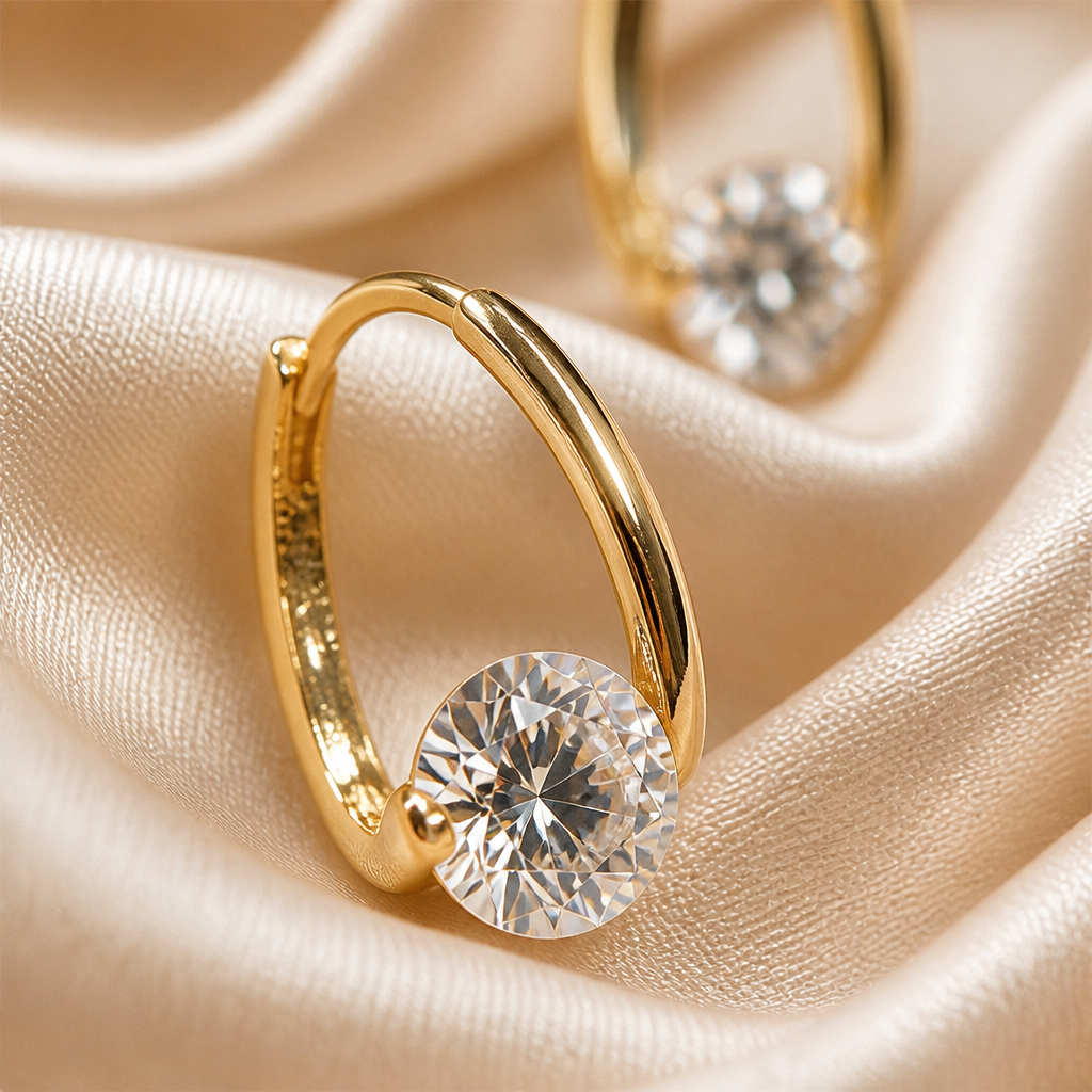 LuxeLume™ – Delicate Teardrop Hoop Earrings with Zirconia Stone