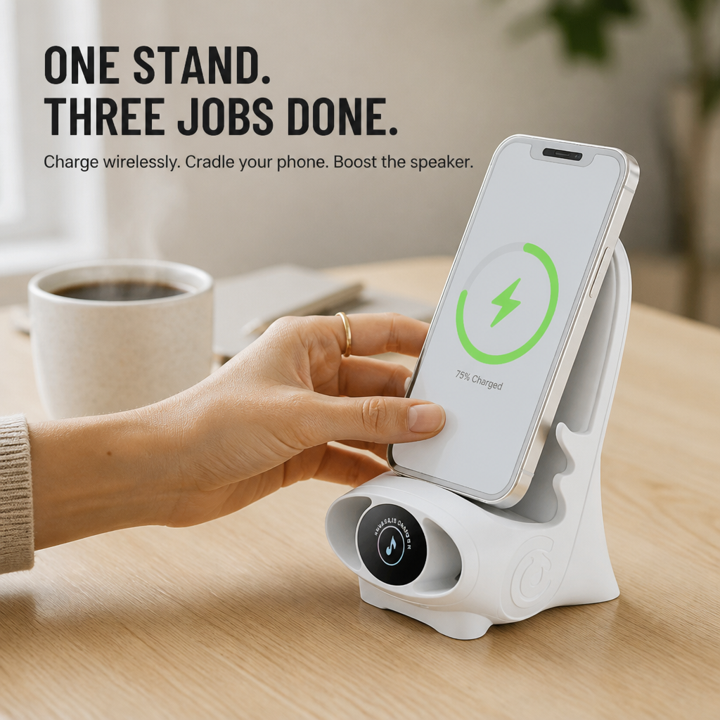 PowerPad Pro™ — Charge, Cradle, And Amplify Your Phone In One Compact Stand