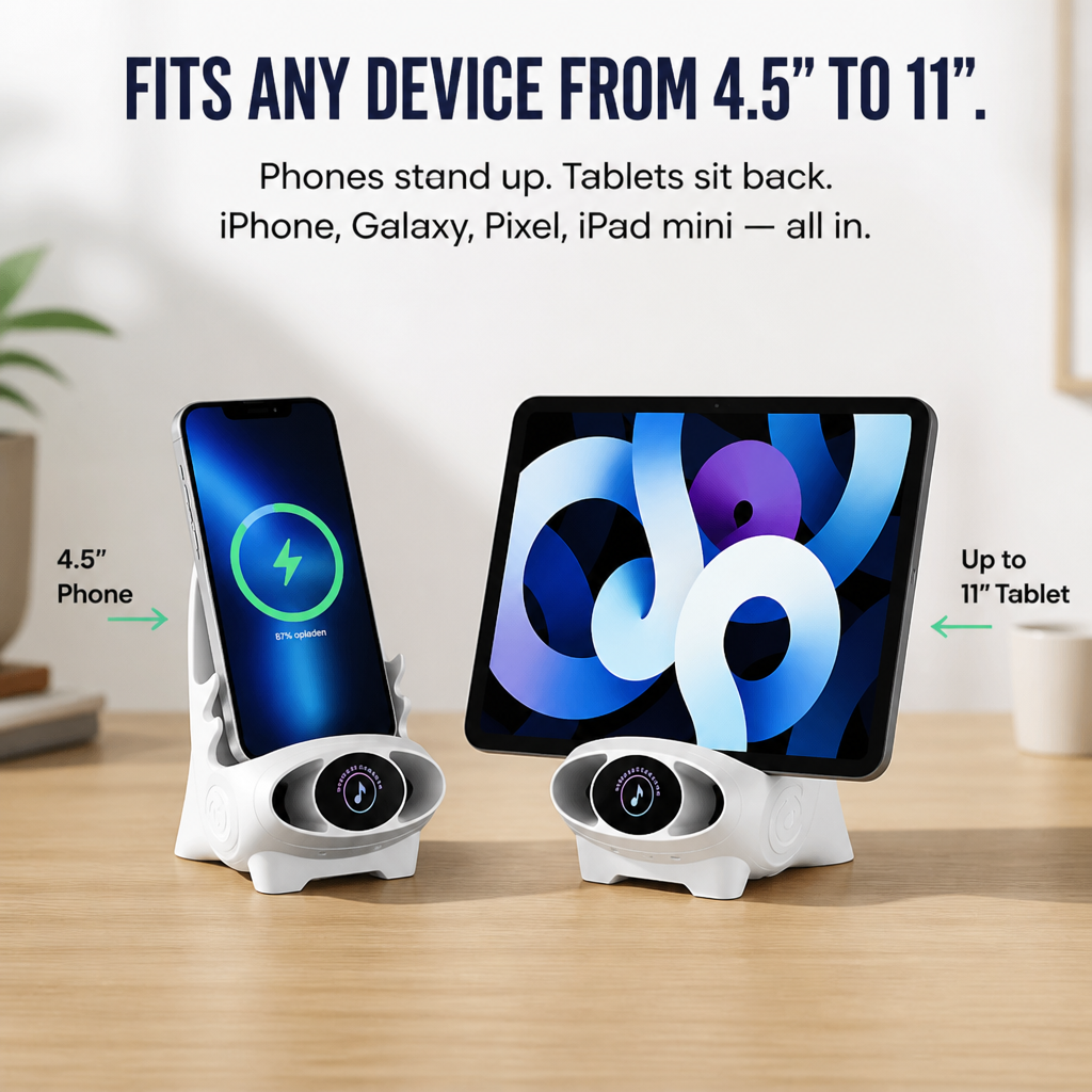 PowerPad Pro™ — Charge, Cradle, And Amplify Your Phone In One Compact Stand