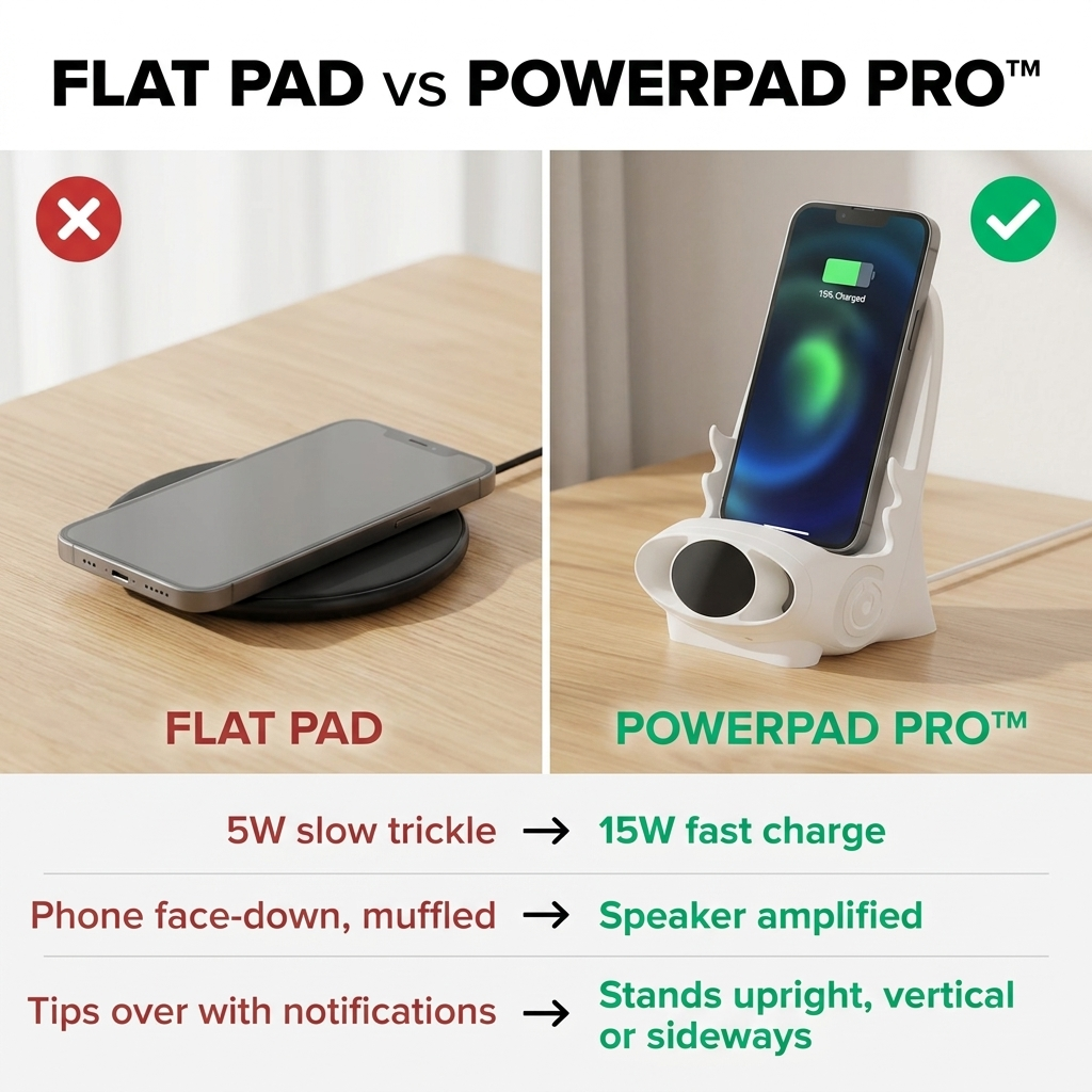 PowerPad Pro™ — Charge, Cradle, And Amplify Your Phone In One Compact Stand