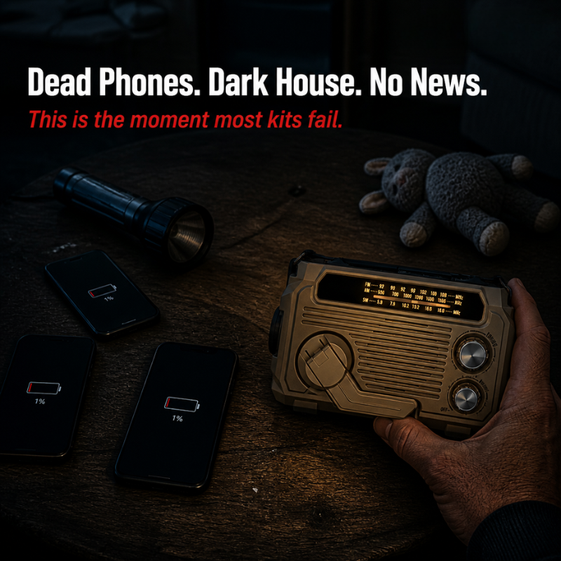 VoltGuard™ — Power Light, Radio, and SOS From Crank, Sun, or USB
