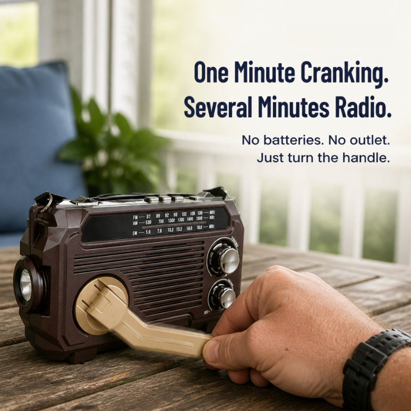 VoltGuard™ — Power Light, Radio, and SOS From Crank, Sun, or USB