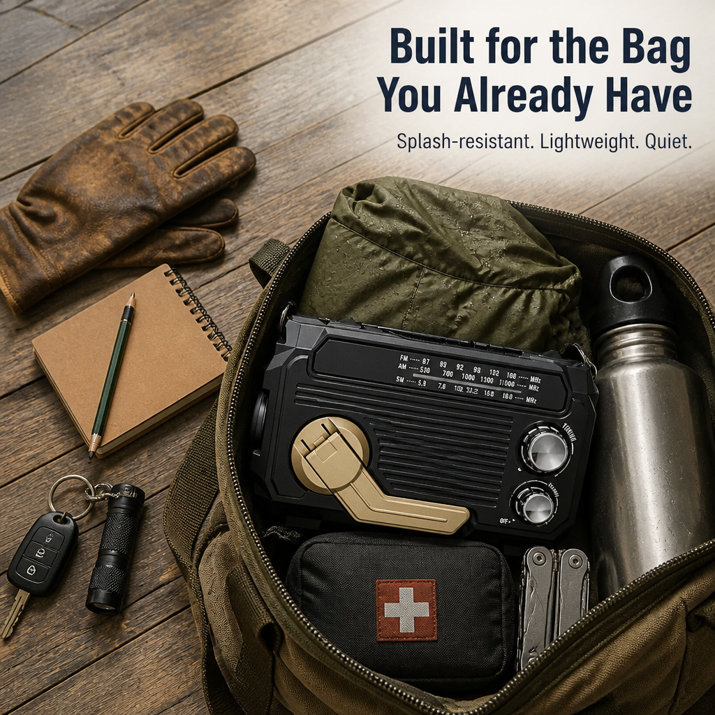 VoltGuard™ — Power Light, Radio, and SOS From Crank, Sun, or USB