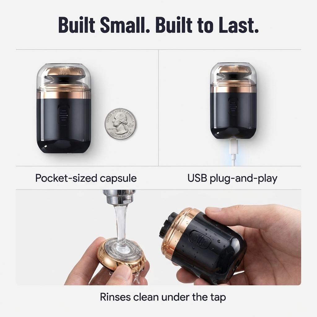 VeloTrim™ — Tame Stubble in 5 Minutes With a Pocket-Sized Capsule Shaver