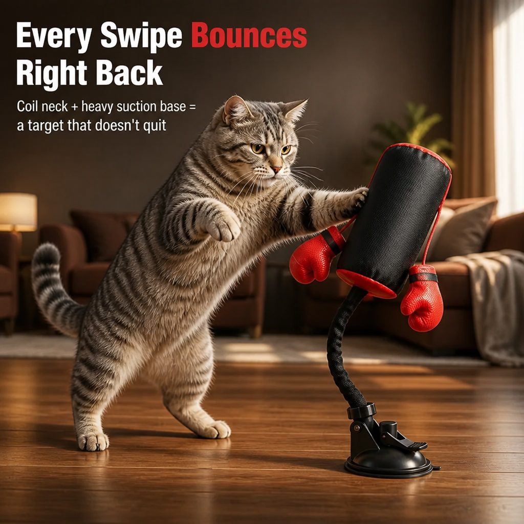 PouncePulse™ — Burn Off Indoor Cat Energy with Spring-Loaded Boxing Action