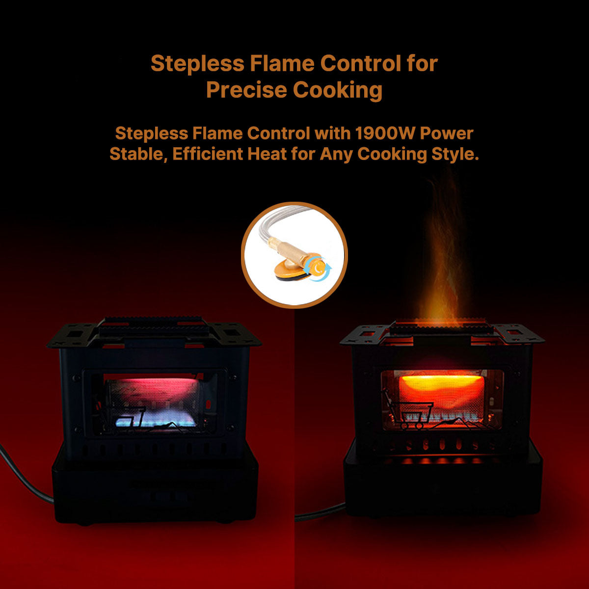 1900W Portable Retro Gas Cooker with Visible Flame