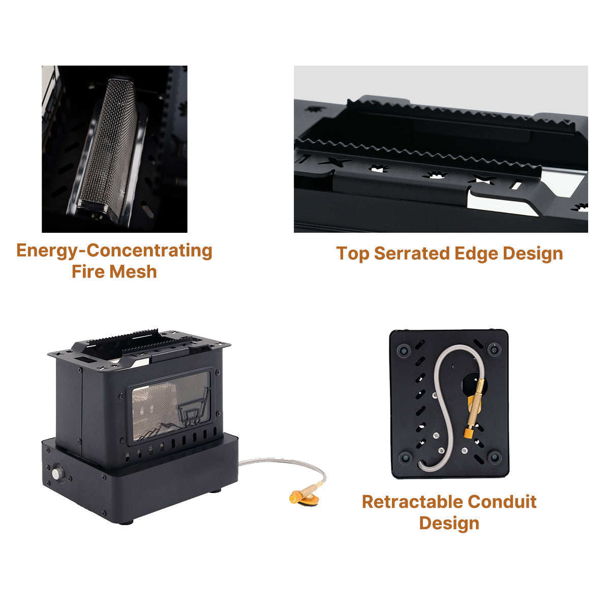 1900W Portable Retro Gas Cooker with Visible Flame
