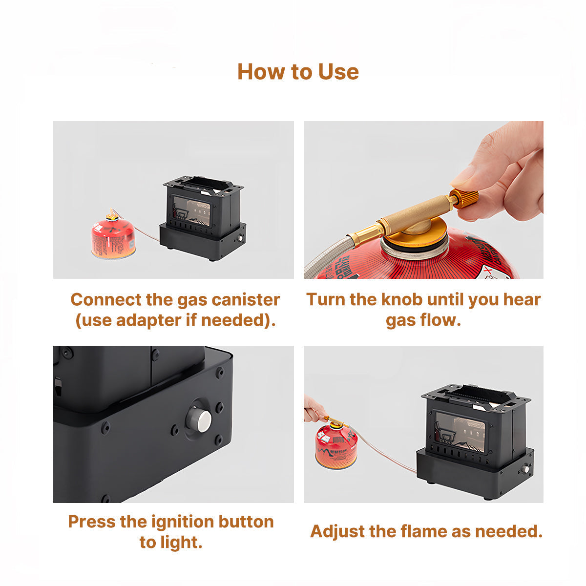 1900W Portable Retro Gas Cooker with Visible Flame