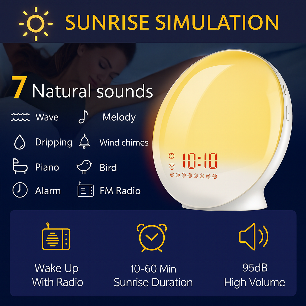 Smart Alarm Clock with Sunrise Simulation and Light Therapy功能