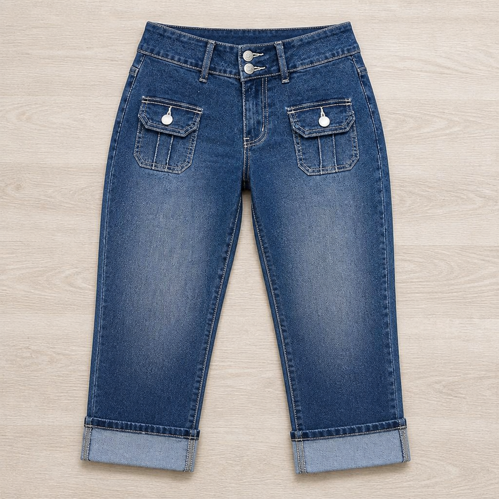 SerisiFlex™ – Curve-Defining Slim Fit Stretch Denim Capris with Contoured Waistband