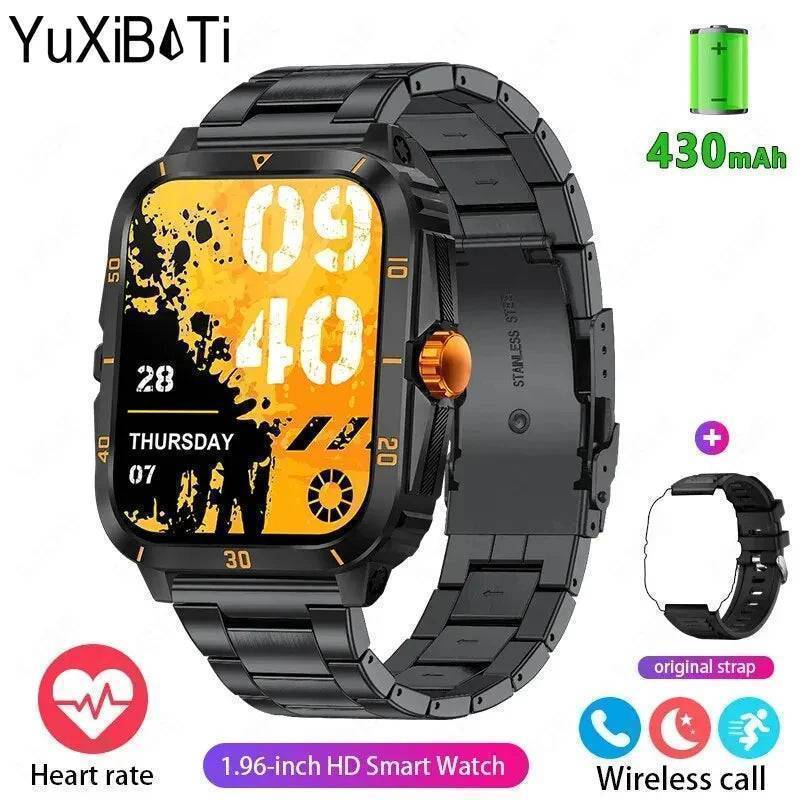 Men's Durable Military-Style Smartwatch with Bluetooth Calling & Fitness Tracking