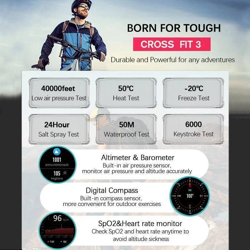 Smartwatch with GPS, Altimeter, Barometer, and Compass for Outdoor Activities