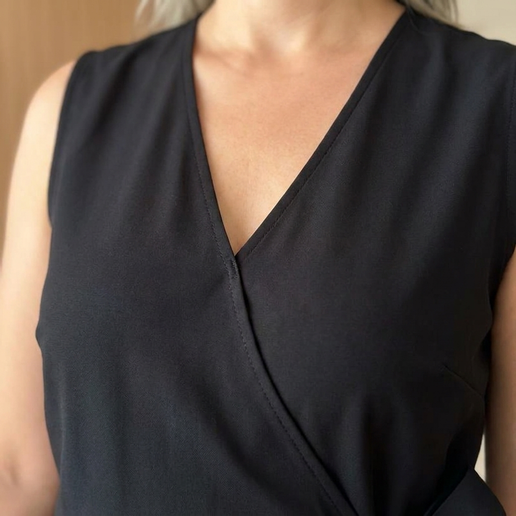 SereneSilhouette™ – Elegant Wrap-Front Sleeveless Jumpsuit with Side Tie