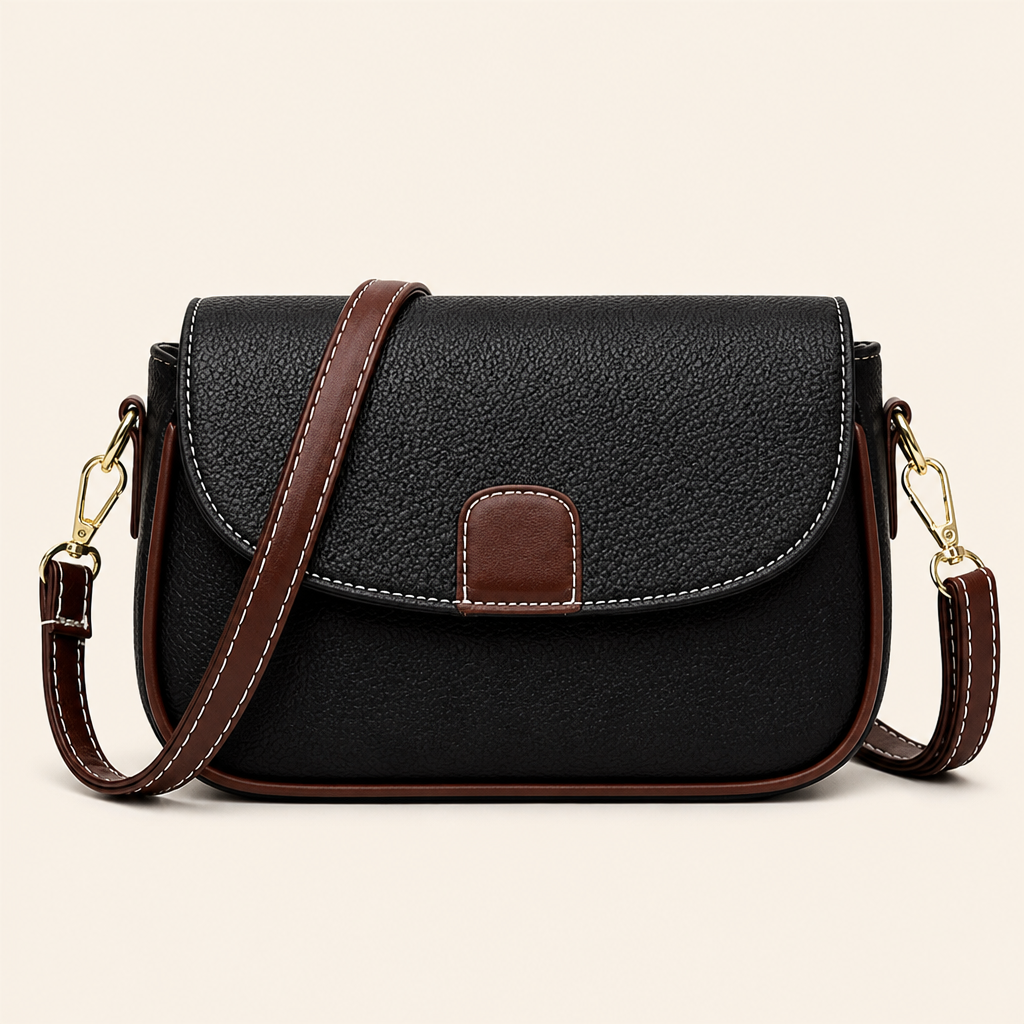 SolaraVera™ – Classic Pebbled Leather Crossbody with Magnetic Snap