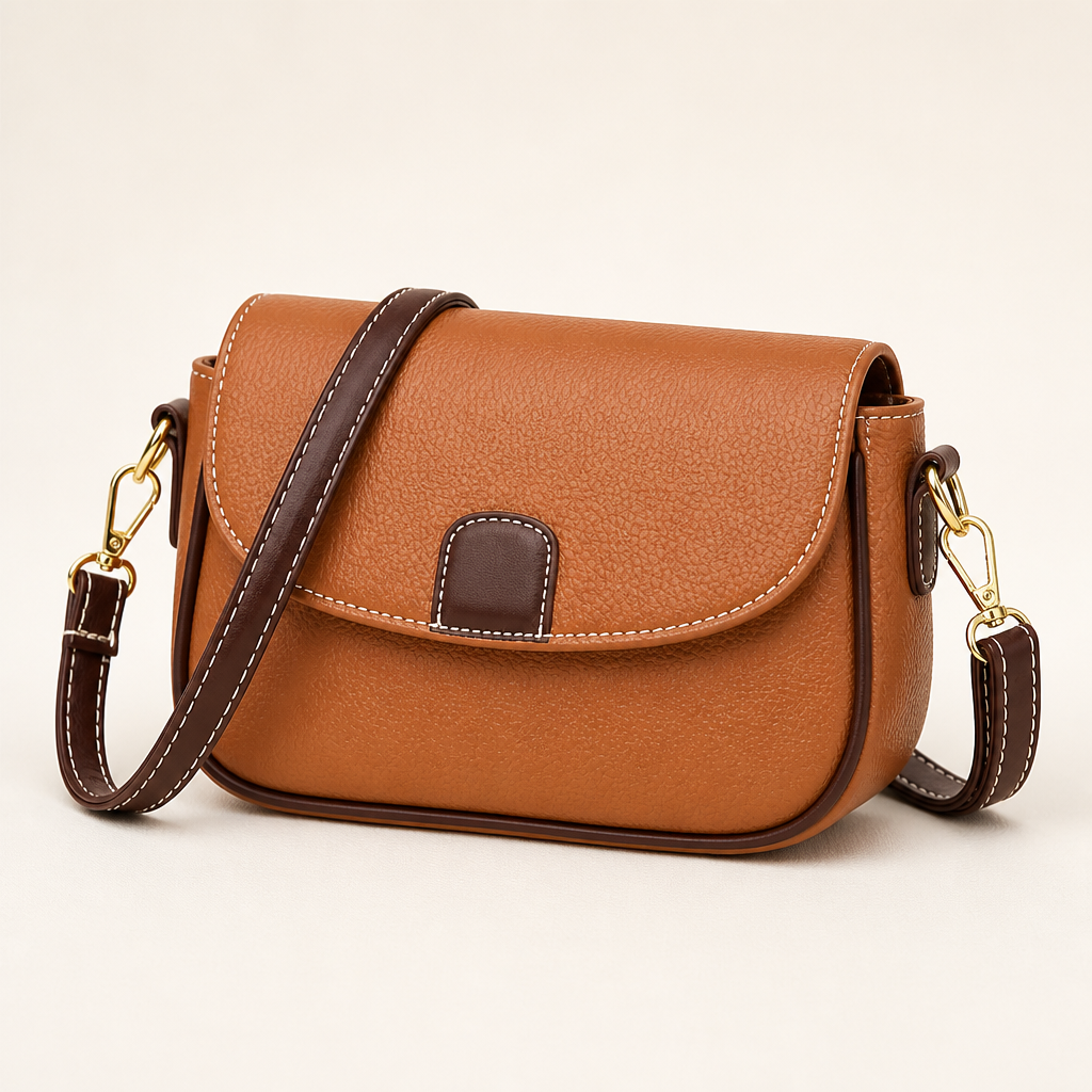 SolaraVera™ – Classic Pebbled Leather Crossbody with Magnetic Snap