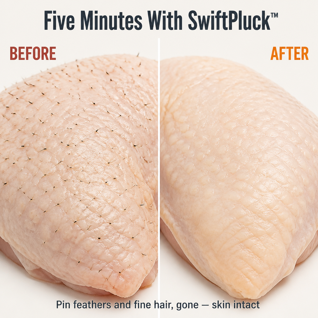 SwiftPluck™ — Pull Stubborn Pin Feathers Clean Without Tweezers or Torch