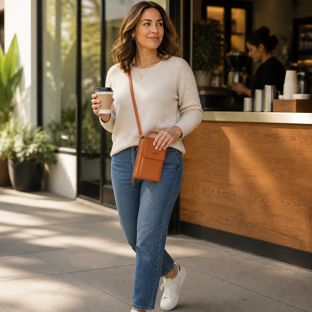 VividGuard™ – Hands-Free Touchscreen Crossbody Phone Bag with RFID Protection