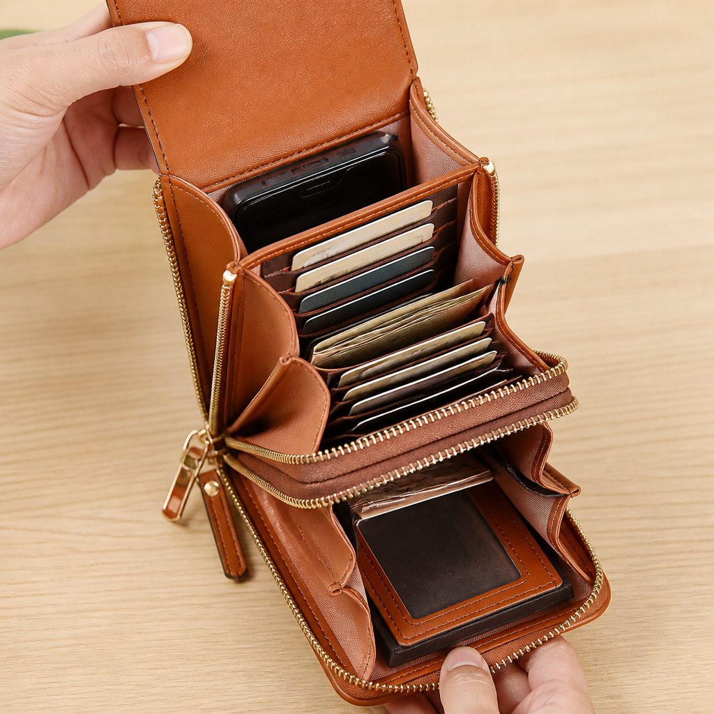 VividGuard™ – Hands-Free Touchscreen Crossbody Phone Bag with RFID Protection