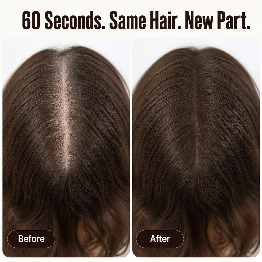 CrownVeil™ — Cover Wide Parts in Two Presses with Sweat-Proof Tap-On Powder