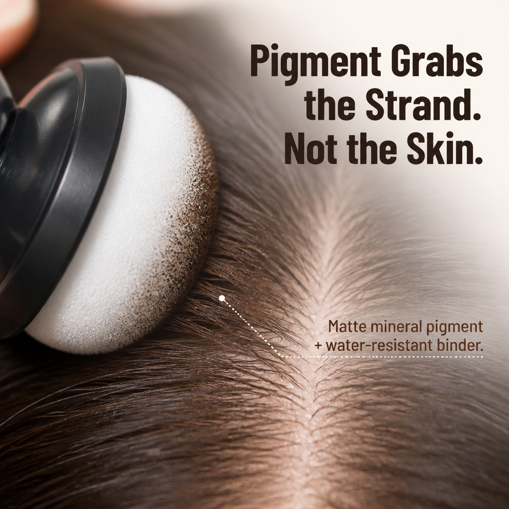 CrownVeil™ — Cover Wide Parts in Two Presses with Sweat-Proof Tap-On Powder