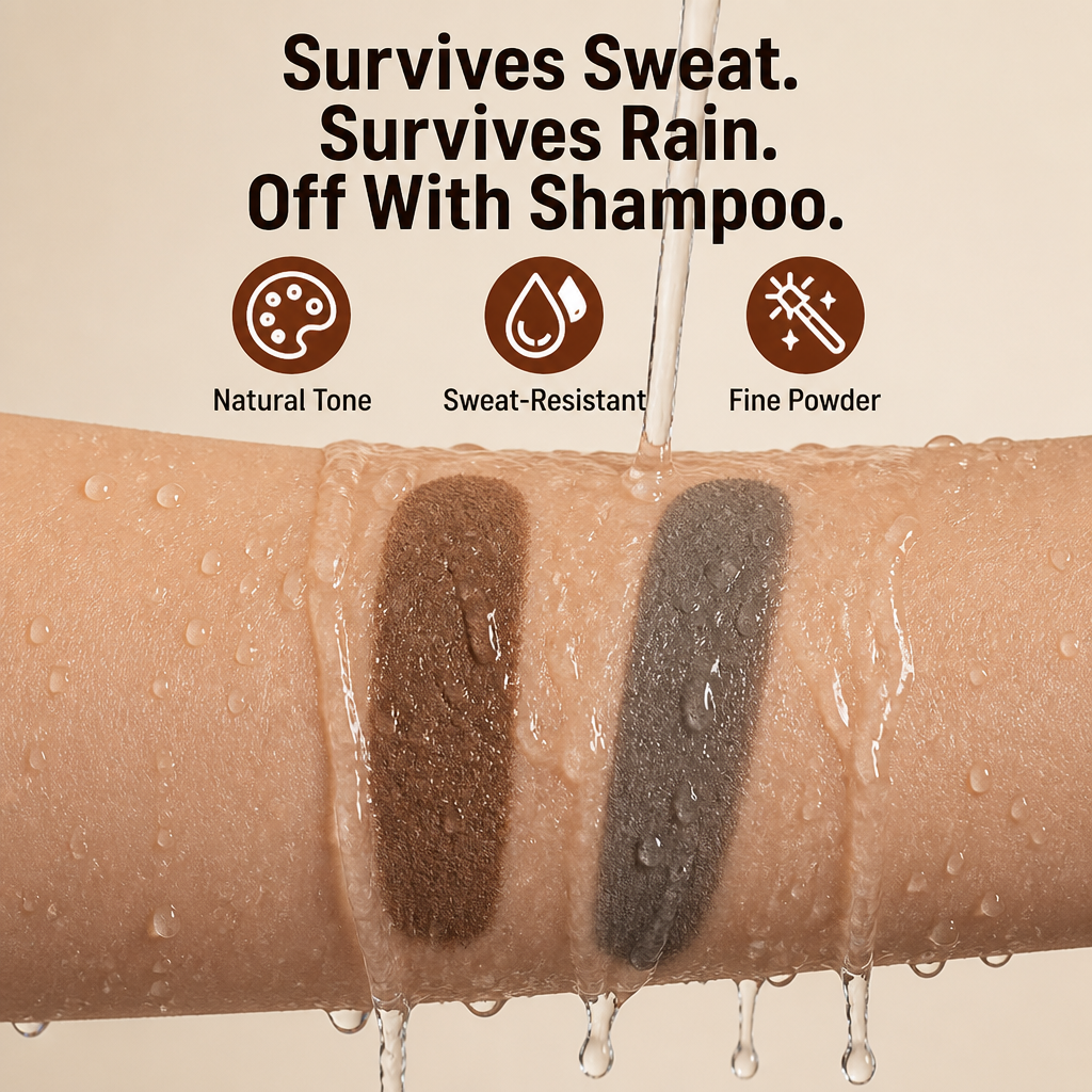 CrownVeil™ — Cover Wide Parts in Two Presses with Sweat-Proof Tap-On Powder