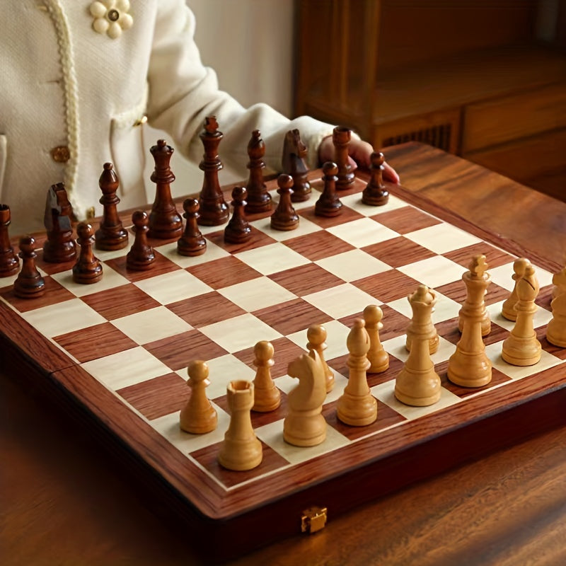 Folding Wooden Chess Set with Chess Pieces