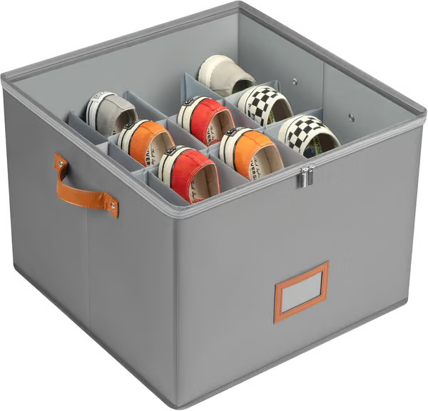 Foldable Fabric Shoe Storage Box with Lid