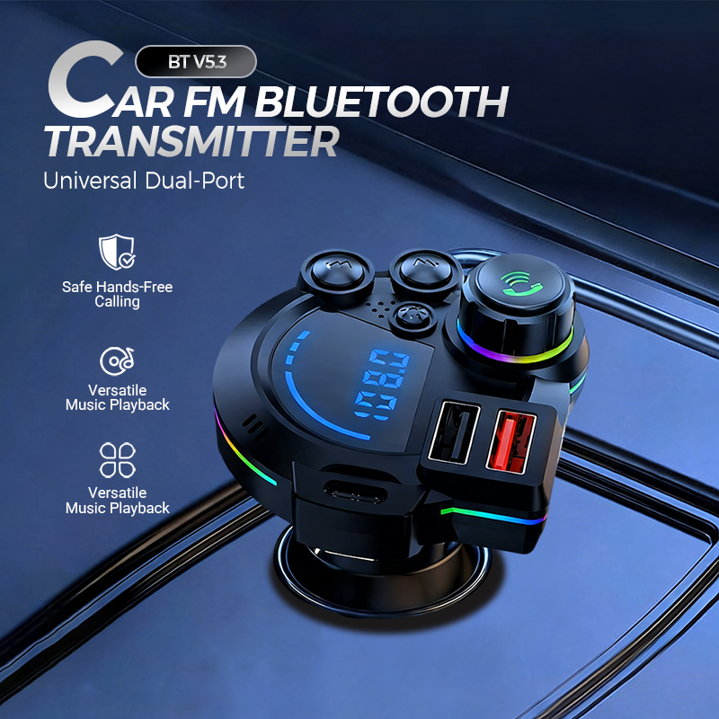 Bluetooth 5.3 FM Transmitter for Car with Dual USB Ports