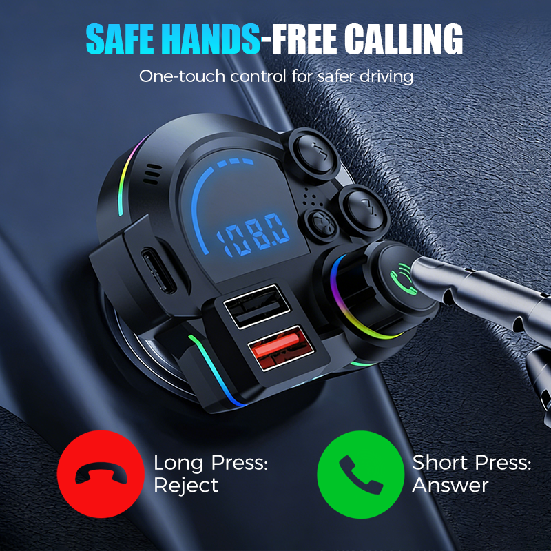 Bluetooth 5.3 FM Transmitter for Car with Dual USB Ports