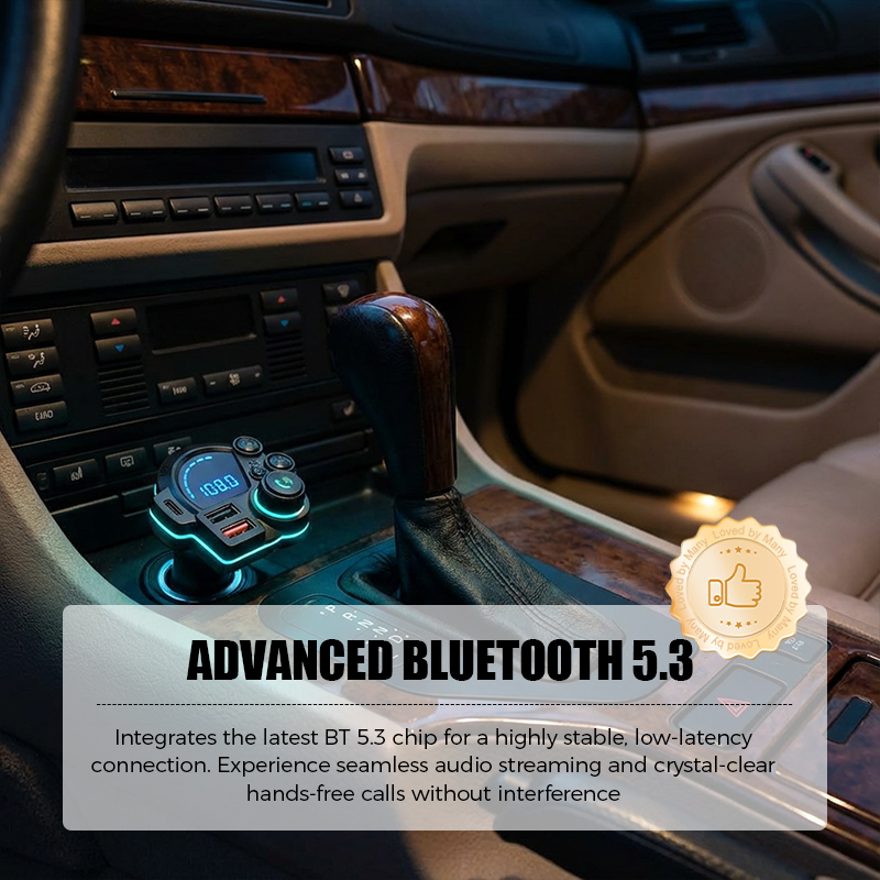 Bluetooth 5.3 FM Transmitter for Car with Dual USB Ports