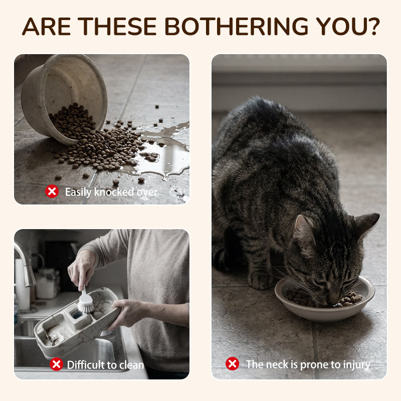 Ergonomic Pet Feeder Stand with 3 Stainless Steel Bowls