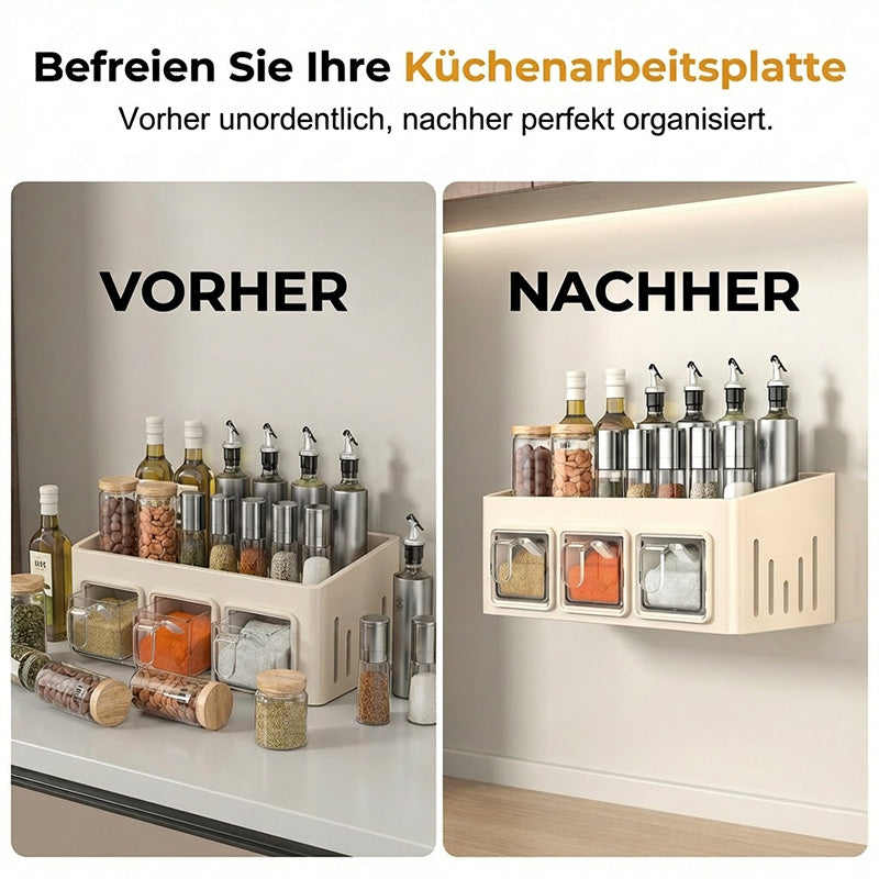 Spice Rack with No Drilling – 3 Clear Drawers
