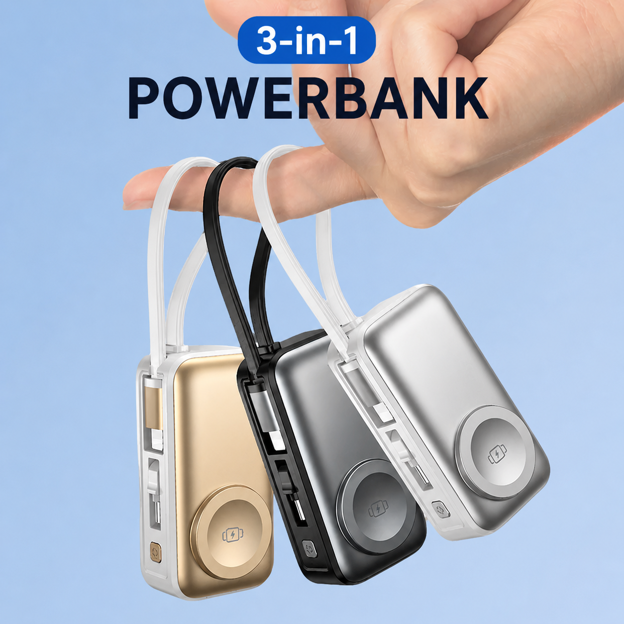 3-in-1 Magnetic Power Bank with Wireless Charging Capability